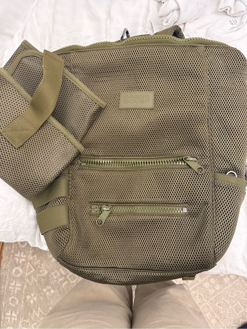 Dagne Dover Olive Green Mesh Backpack for Men